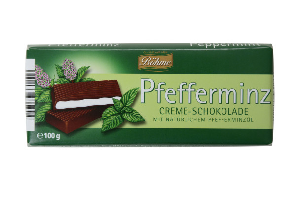 Böhme Creme-Schokolade Pfefferminz, Karton mit 20 x 100g