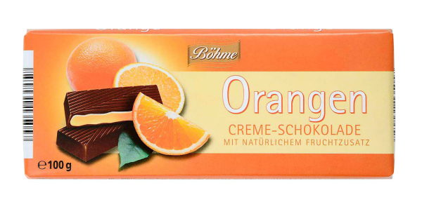 Böhme Creme-Schokolade Orange, Karton mit 20 x 100g