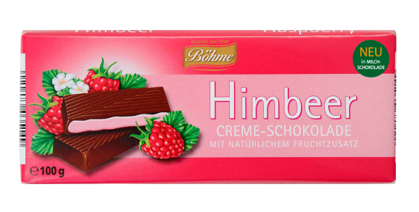 Böhme Creme-Schokolade Himbeer, Karton mit 20 x 100g