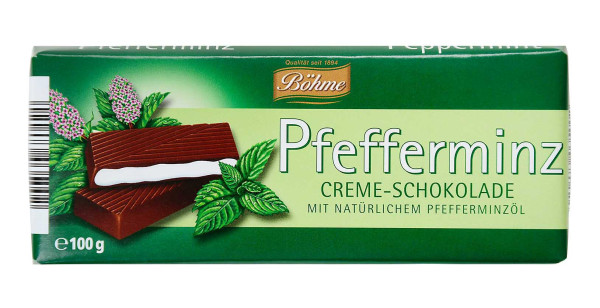 Böhme Creme-Schokolade Pfefferminz, Karton mit 20 x 100g